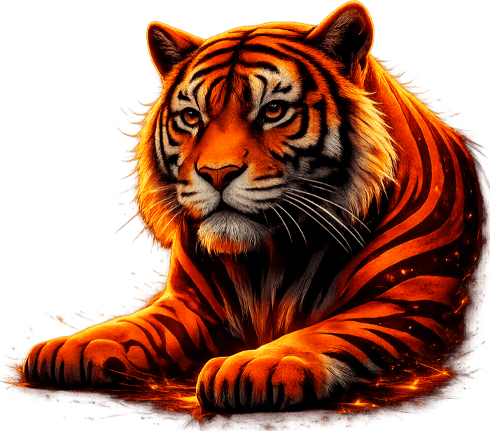 Tiger surrounded by digital interfaces